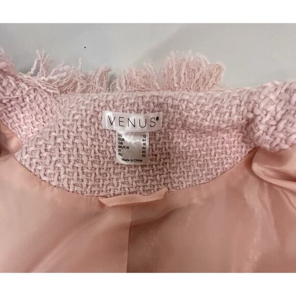 Venus Women Jacket Size 12 Pink Tweed -Open Front - Picture 10 of 16